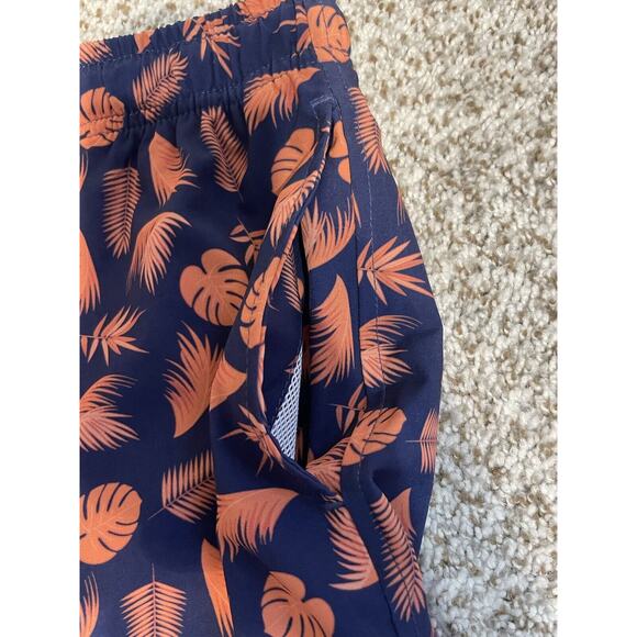 Mens BearBottom Swim Trunks Leaf Floral Blue Orange Size Medium 6" Inseam - Picture 6 of 10